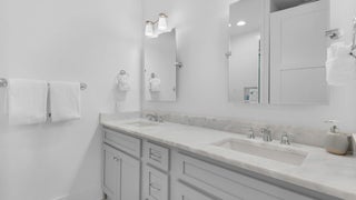 Guest bathroom dual vanity