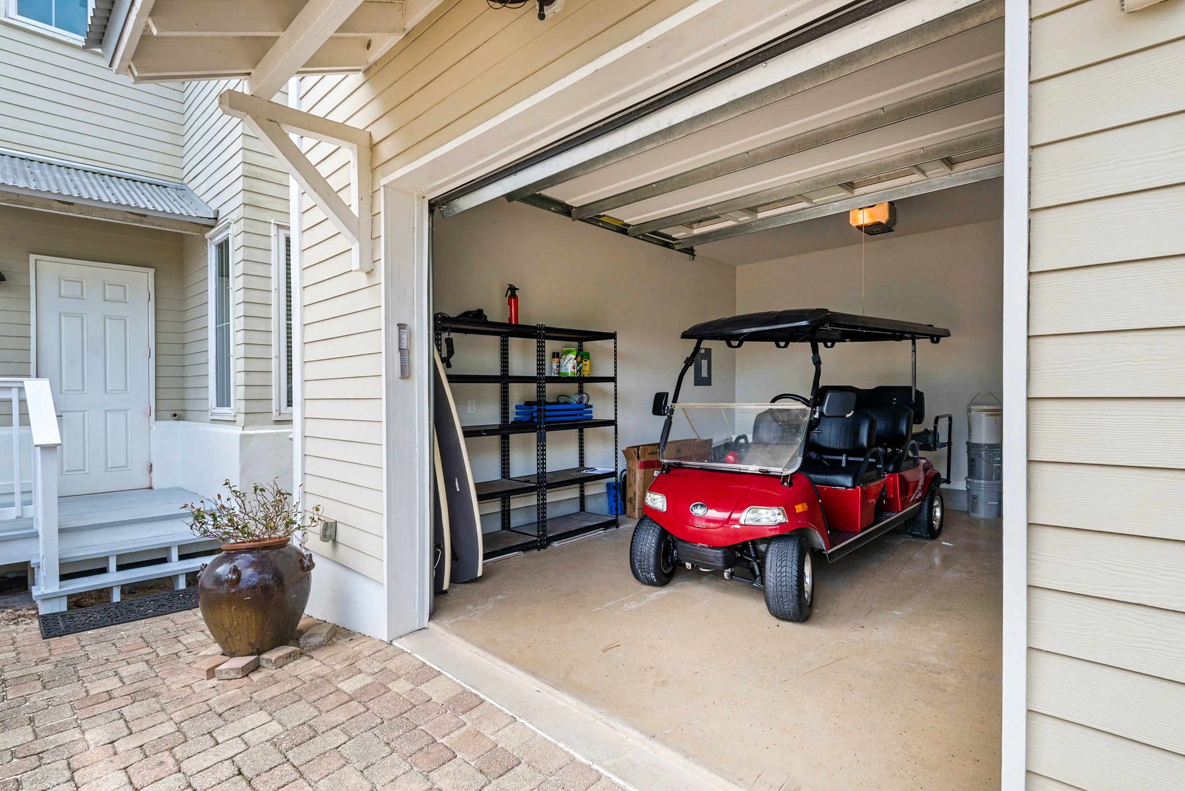 Golf cart in the garage