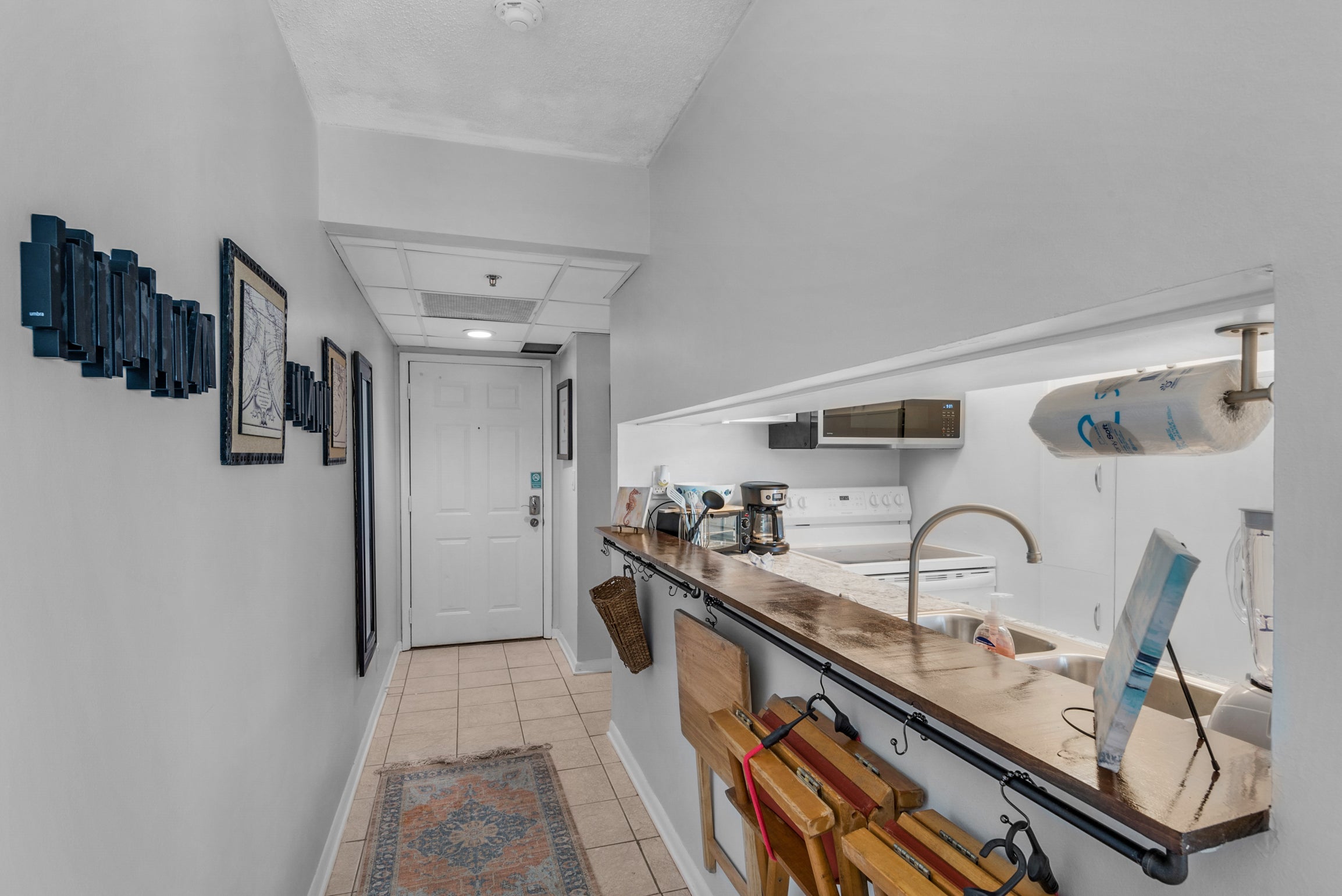 Hallway with kitchen view