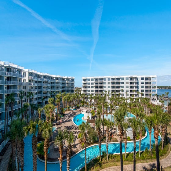 Balcony Views of Lazy River and Pools