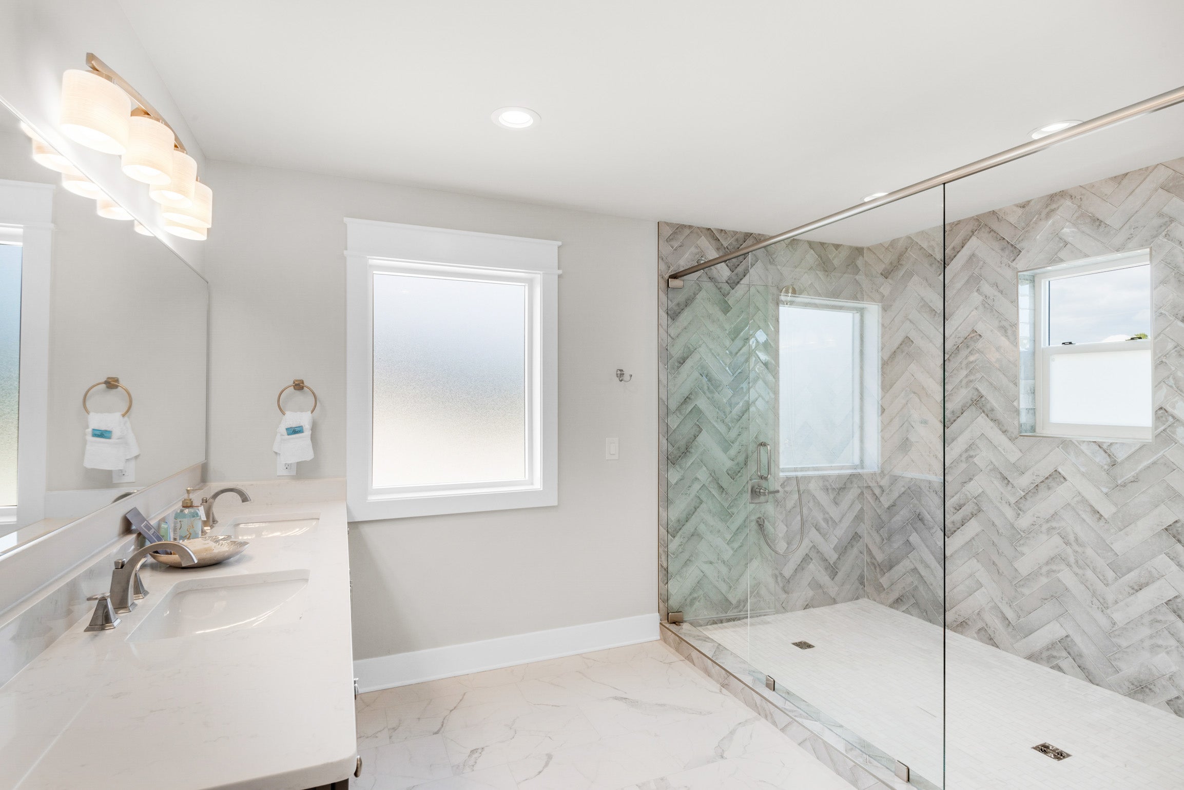 Guest bathroom with large walk-in shower
