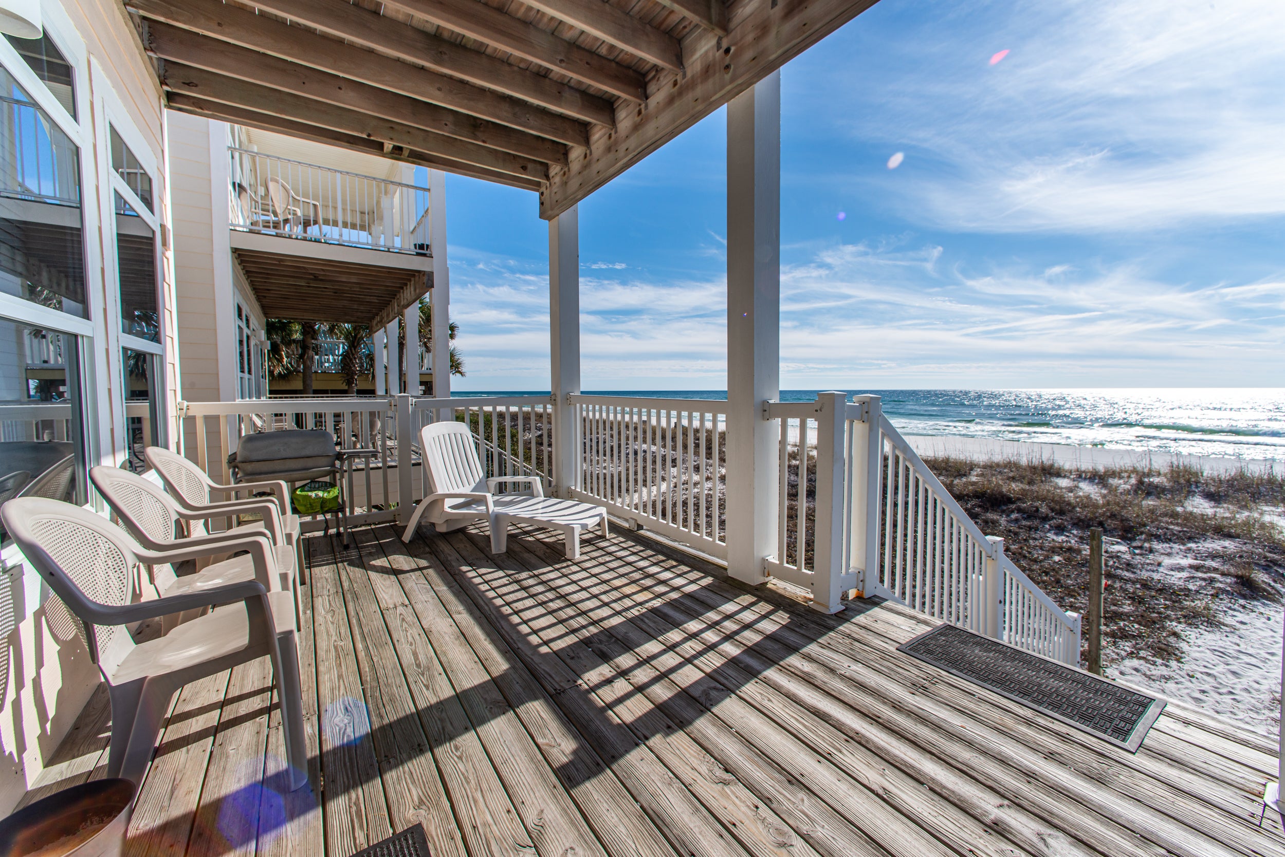 Covered Deck leads you straight to the beach!