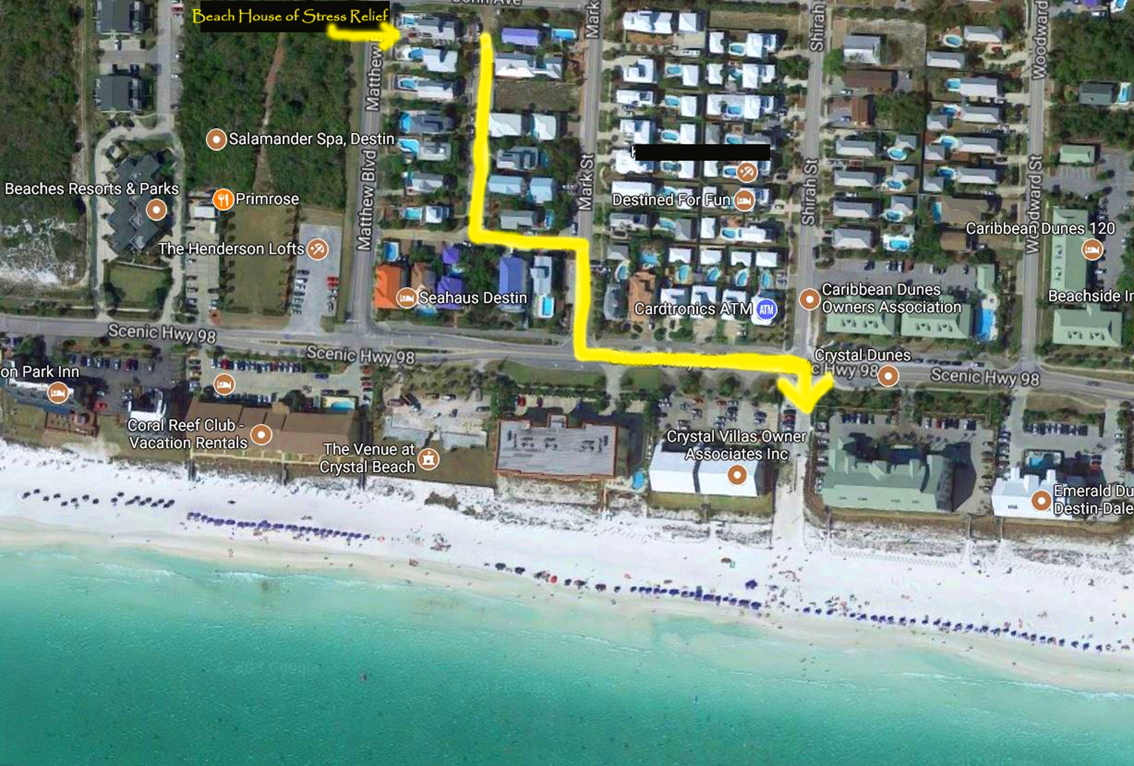 Map to closest beach access- Shirah St