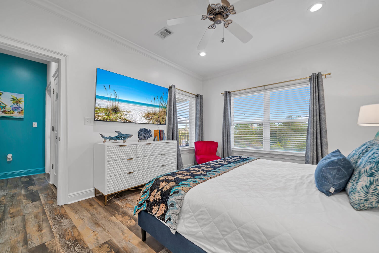 Master bedroom with large flat screen