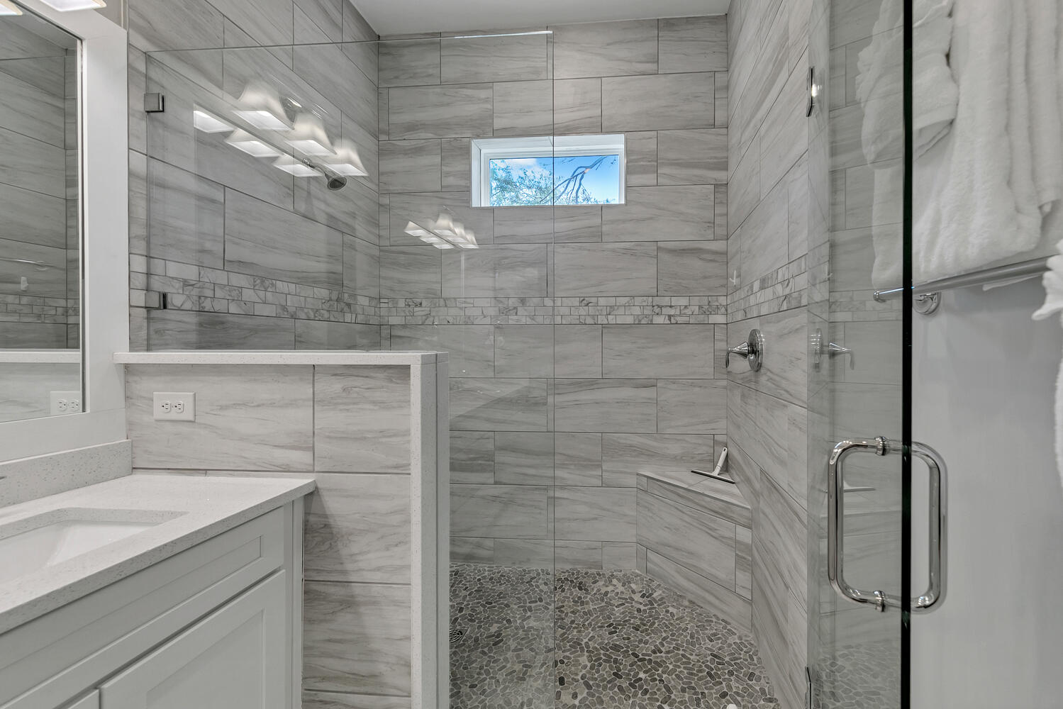 Walk-in shower in the Master