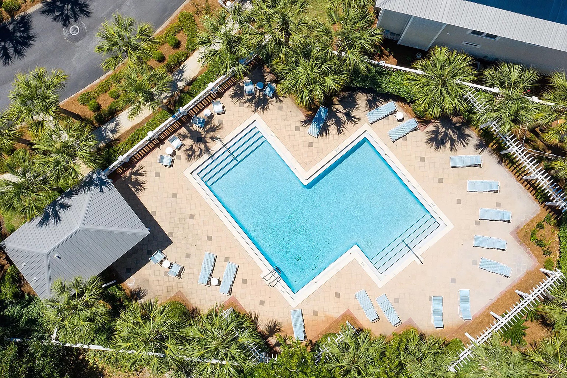 Aerial view of neighborhood pool