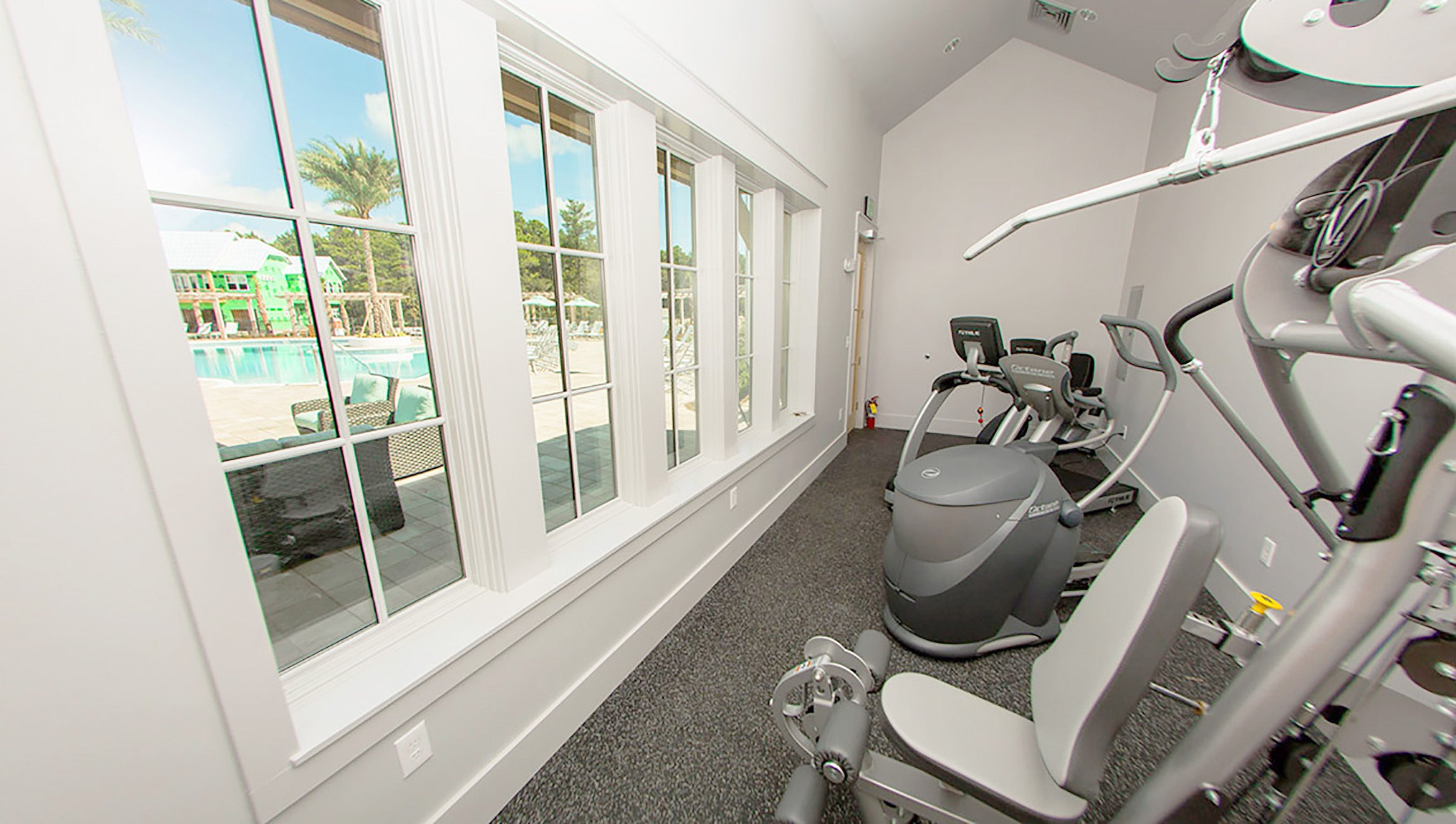 Fitness Center with Pool View