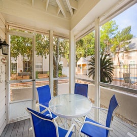 Covered, screened in porch