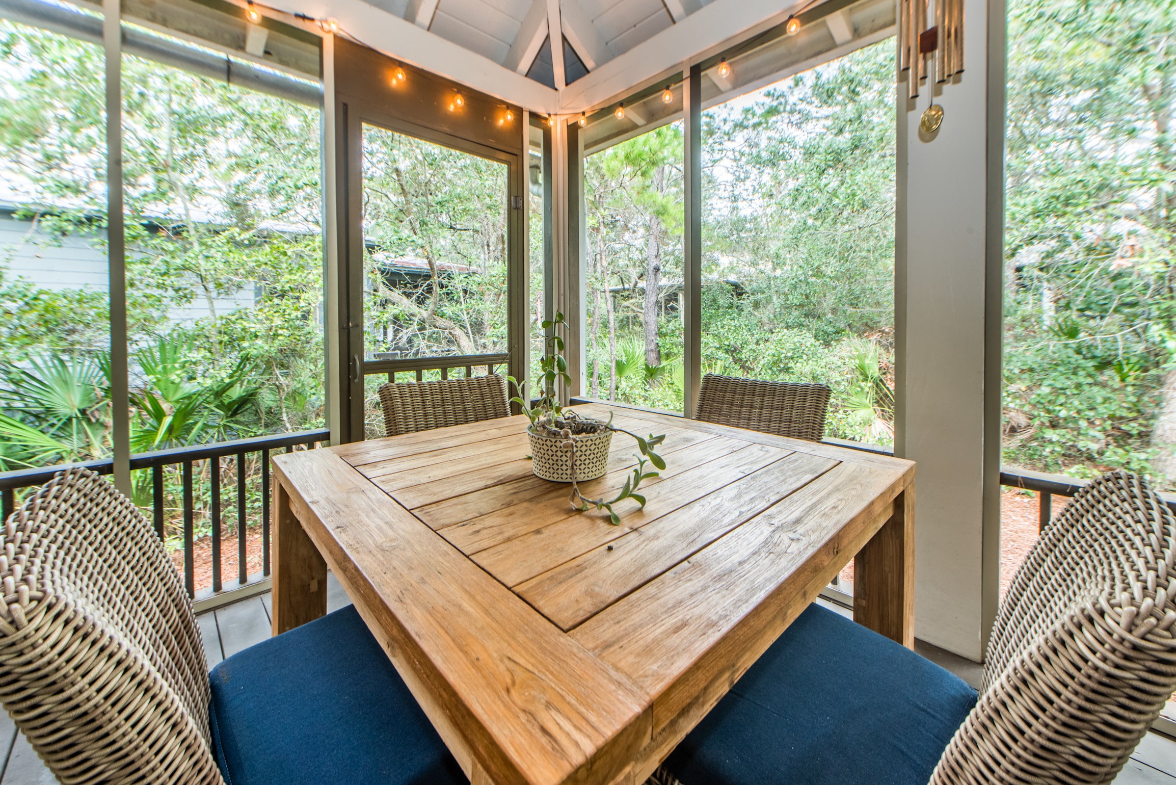 Dine in comfort on the screened deck