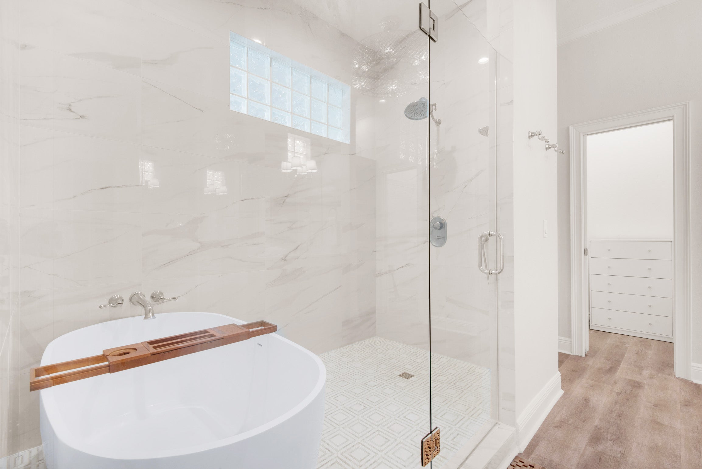 Master tub and walk-in shower