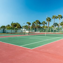 Palm Tree Lined Tennis Courts  The Islander