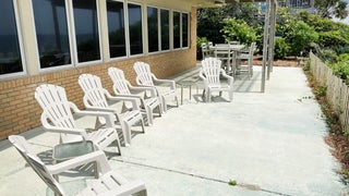 Beautiful back patio with plenty of seating