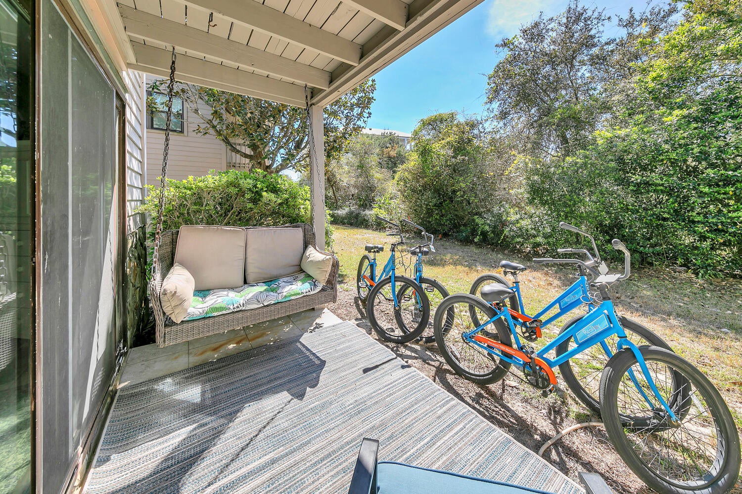 Back patio with bikes