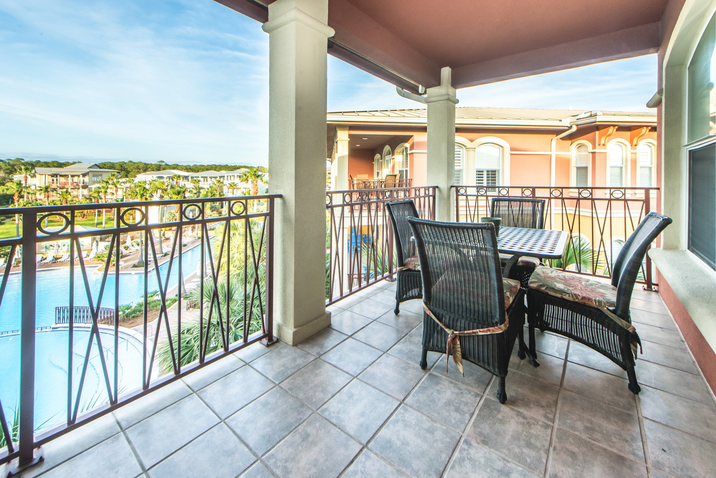 Dine on this Spacious, Tiled Balcony