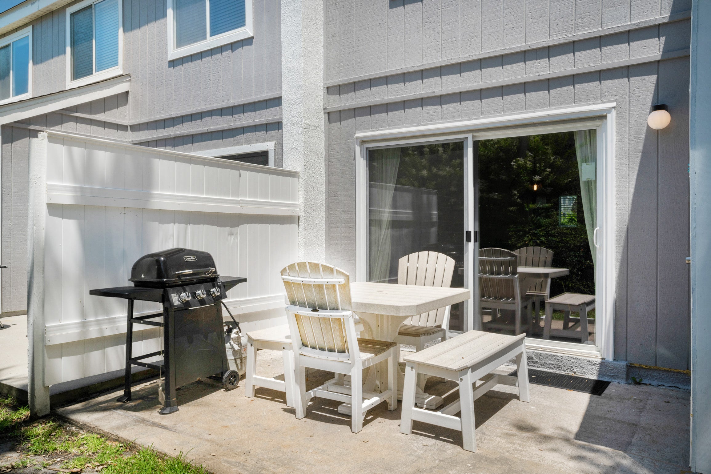 Private patio with grill