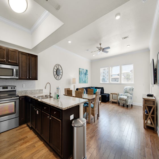 Kitchen to living room view