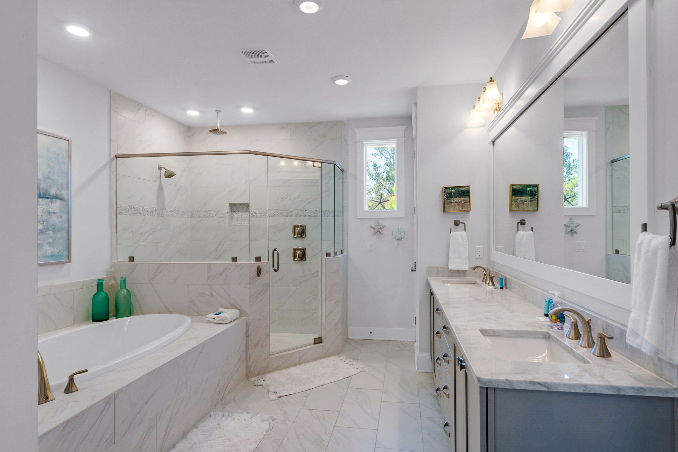 Master bathroom with large shower and tub