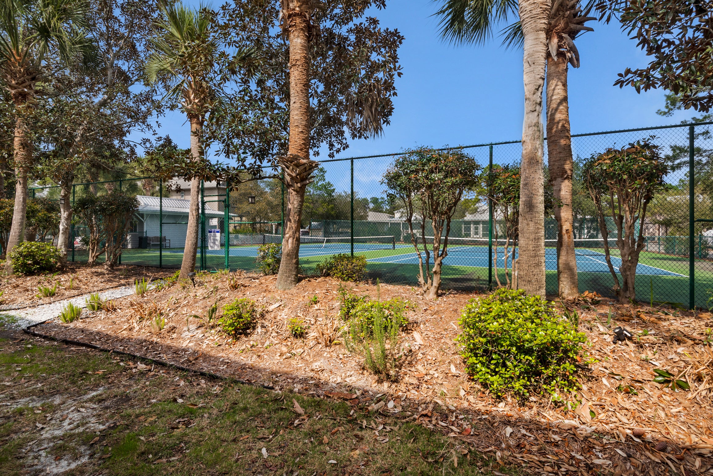 Close to the tennis courts