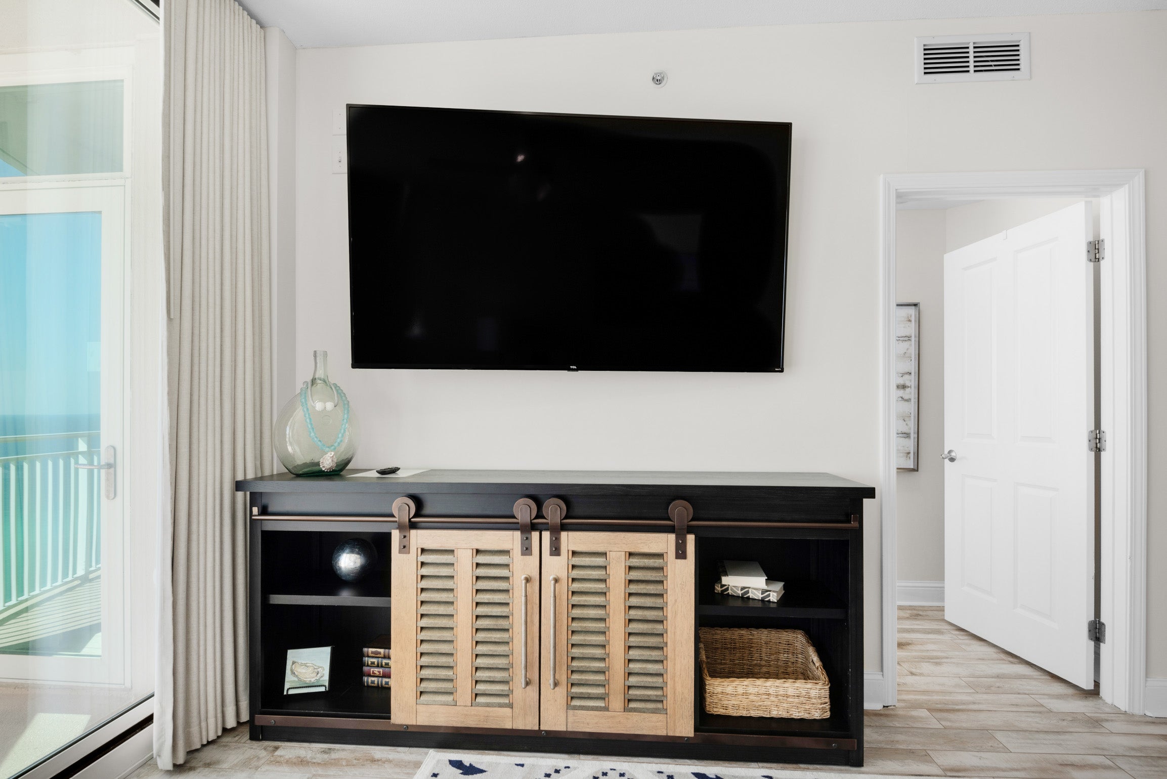 Relax and watch a movie on the flatscreen TV