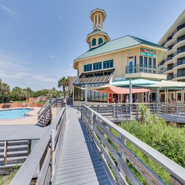 Grab a bite to eat at the Beach House just steps away