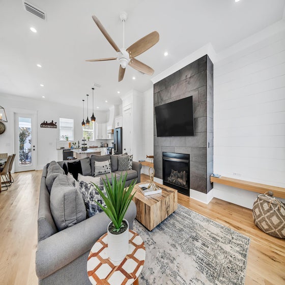 Living room with fireplace