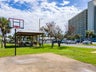Basketball court and picnic tables