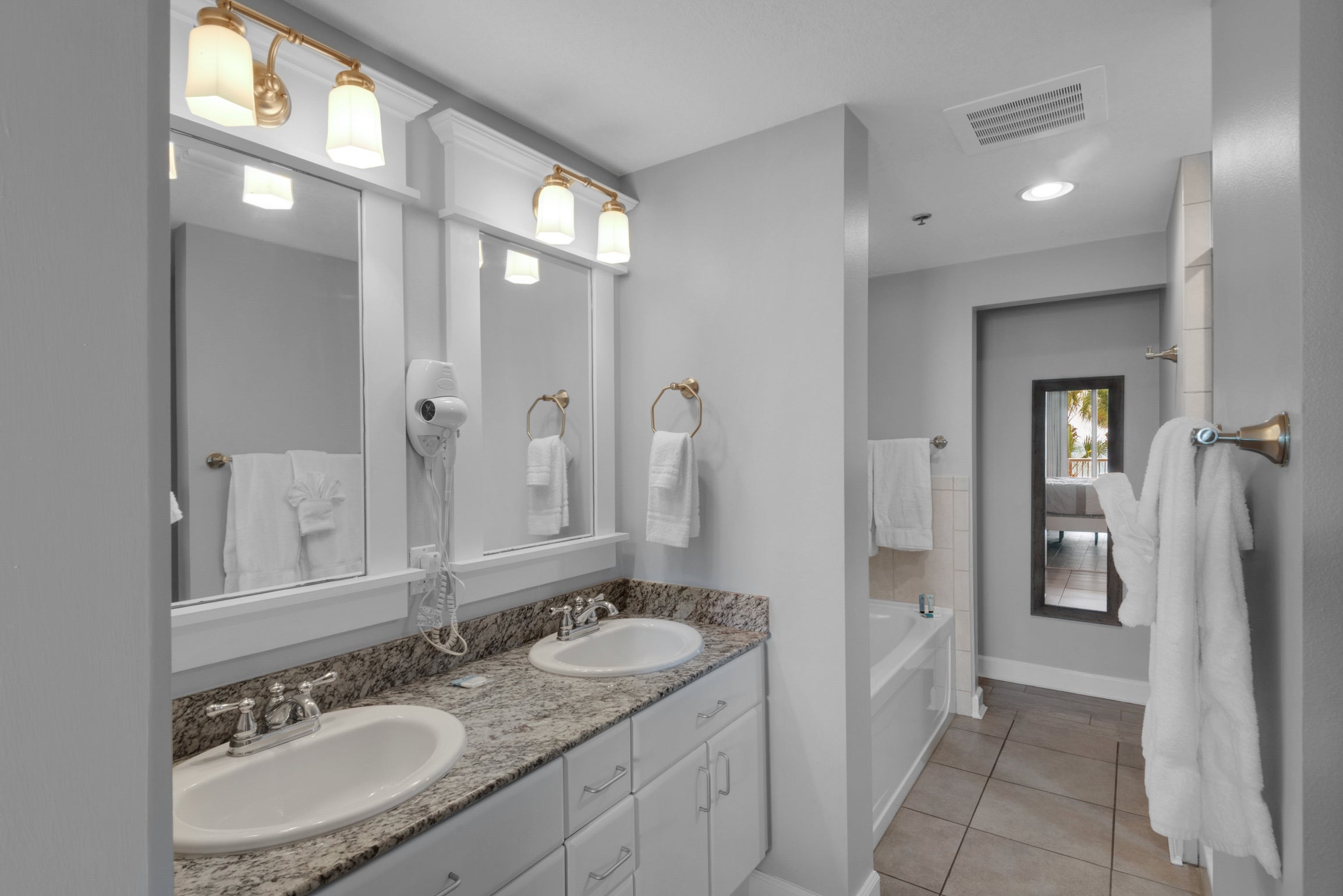 Master bathroom with dual vanities