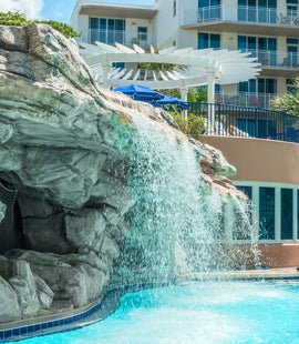 Take a look at the  poolside waterfall!