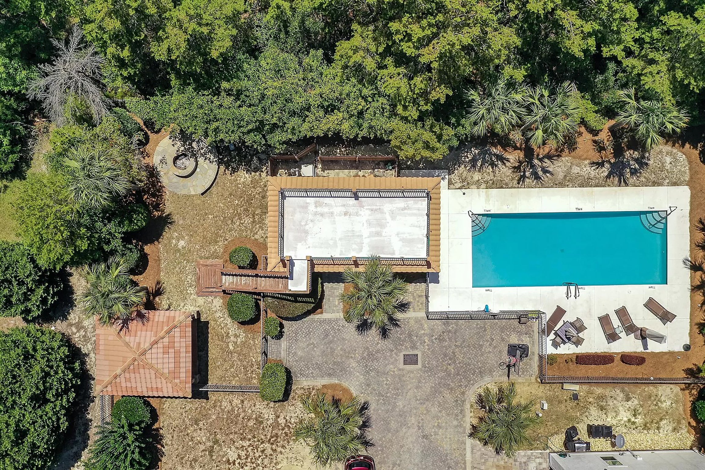 Aerial view community pool