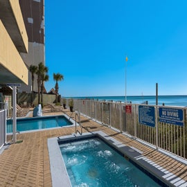 Hot tub next to the indoor-outdoor pool