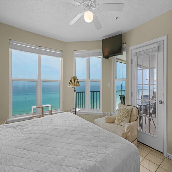 Master bedroom with balcony access- The Palms 601