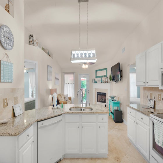 Spacious kitchen with granite countertops