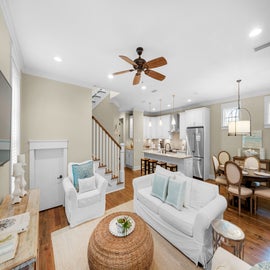 Cozy open concept living and dining area