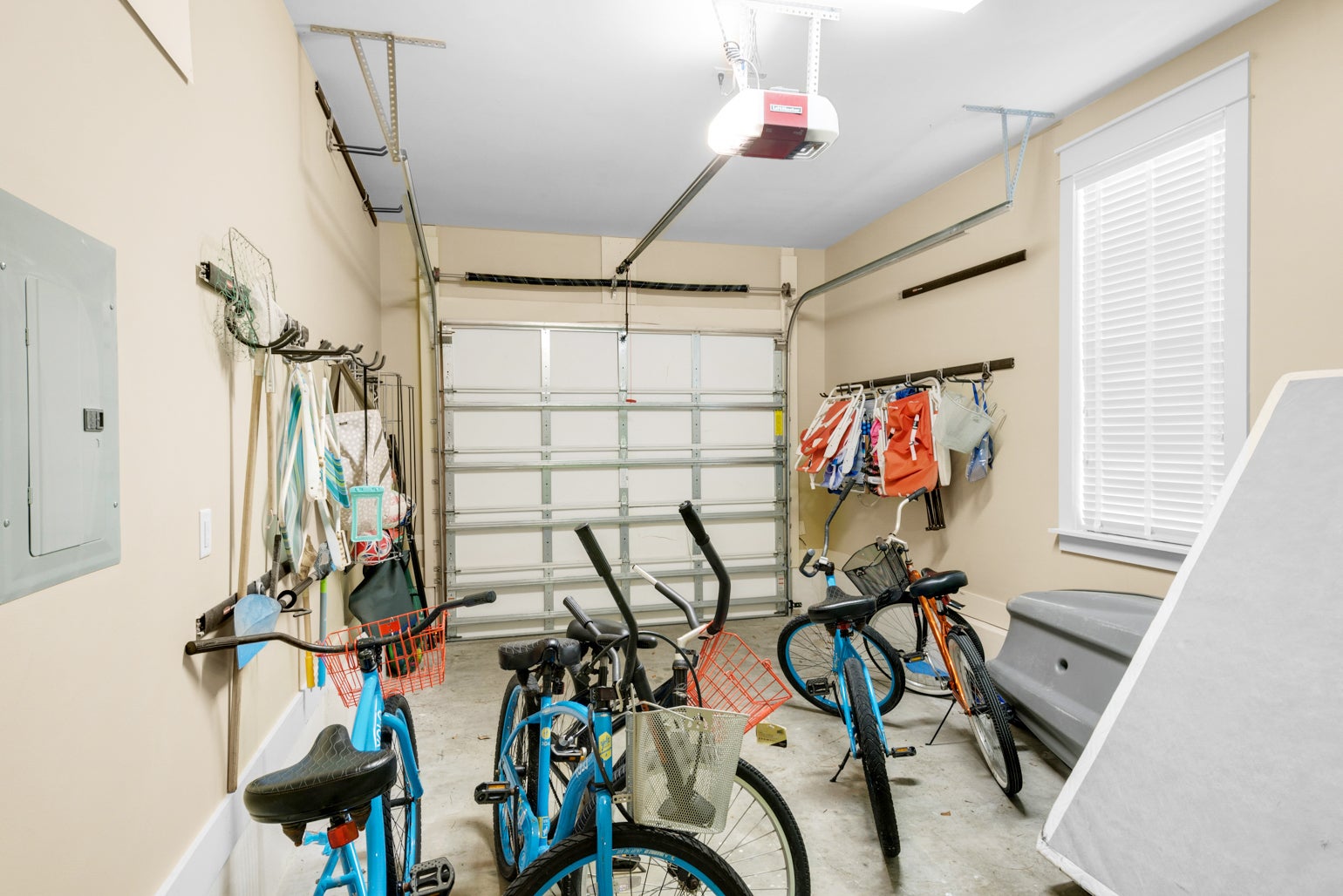 Bikes stored in the garage