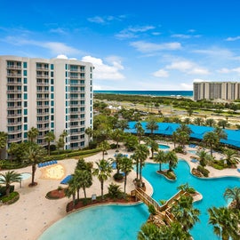 Aerial View of teh Pools at Palms of Destin