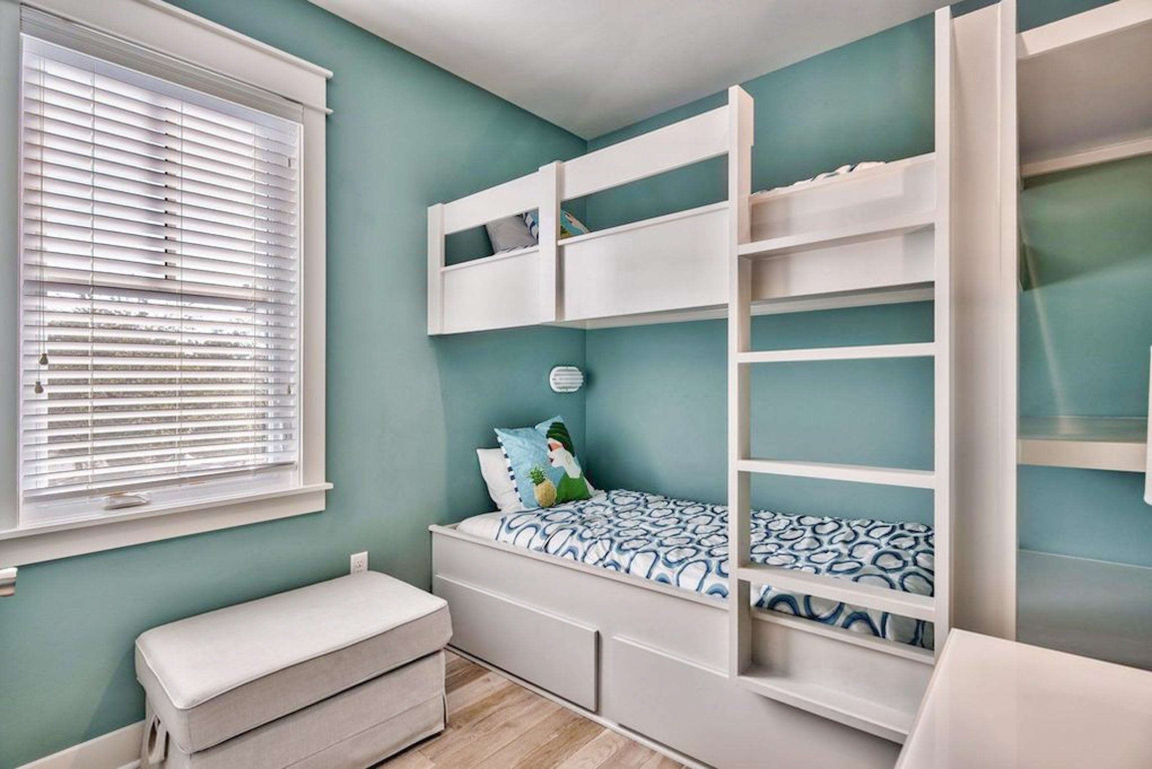 Charming bunk room with twin over twin bunk