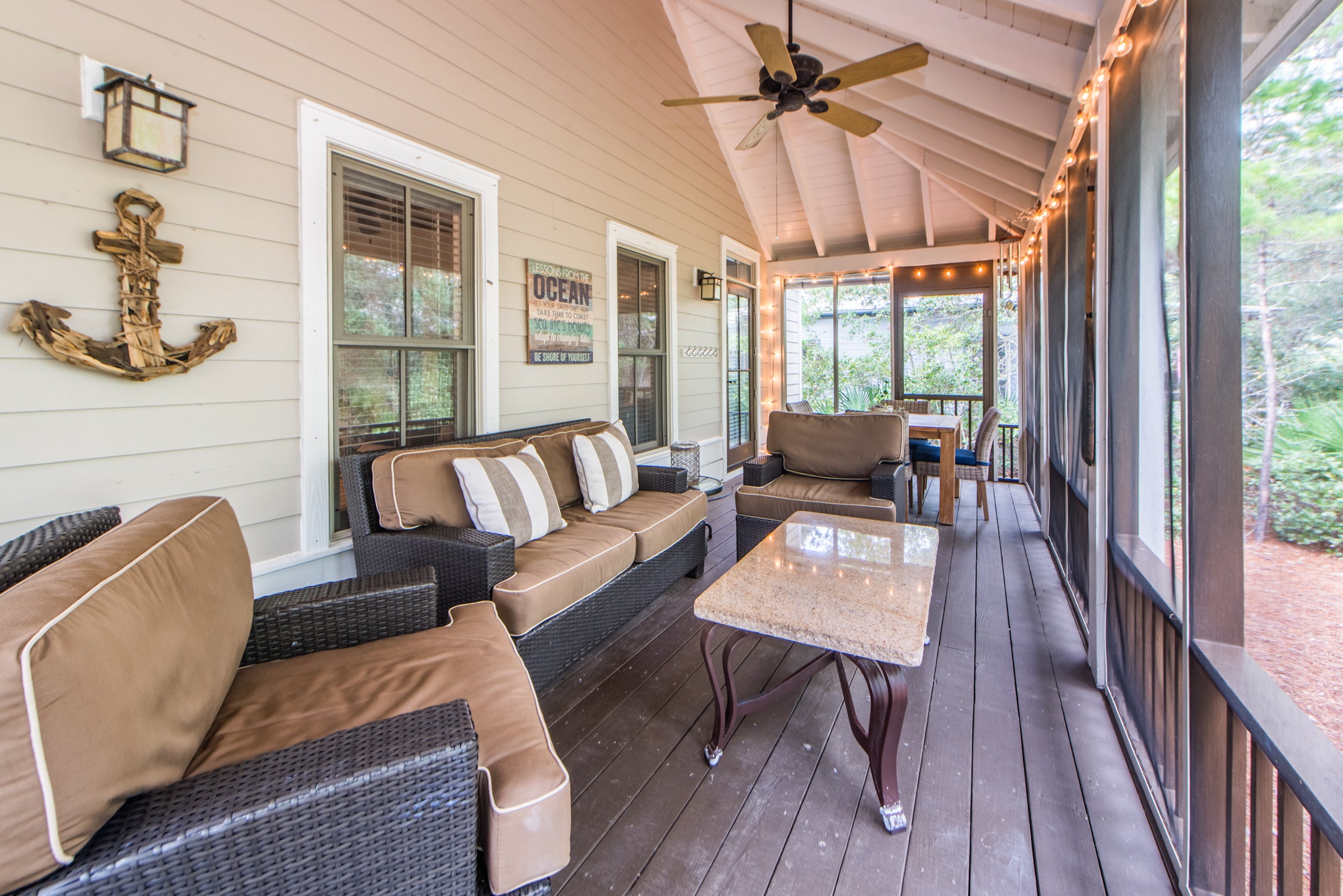 Comfortable covered and screened porch