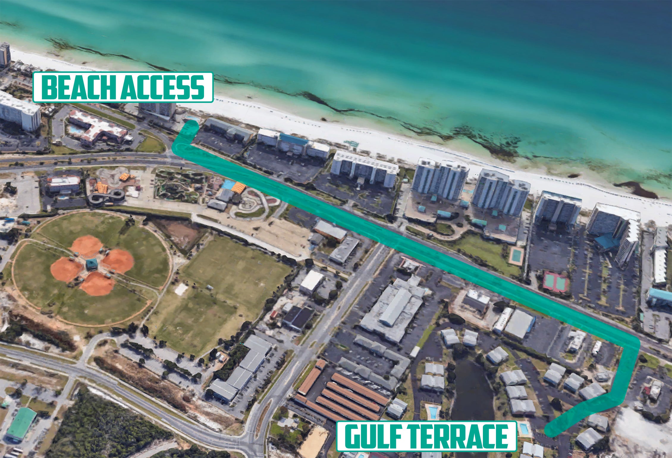 Gulf Terrace beach access map