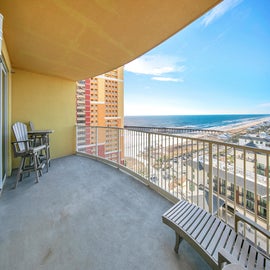 Large Private balcony with views of the Gulf and nearby pier