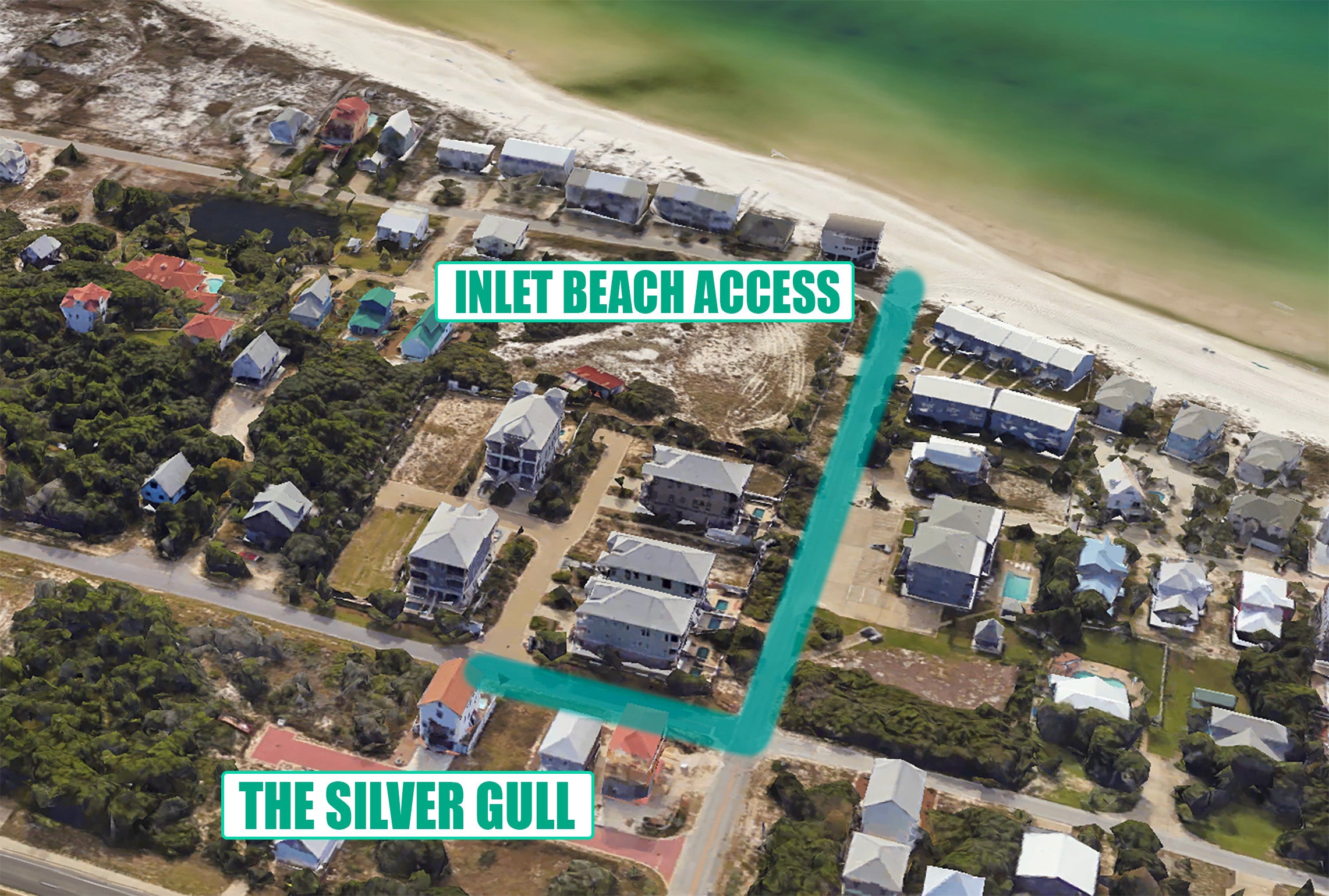 The Silver Gull beach access map