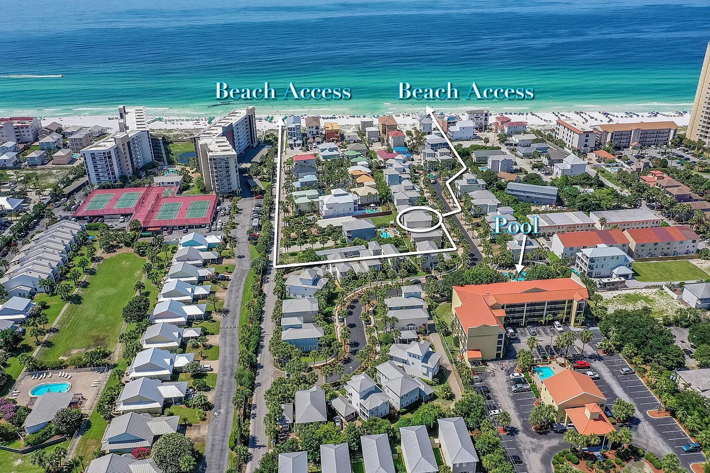 Aerial view of beach access