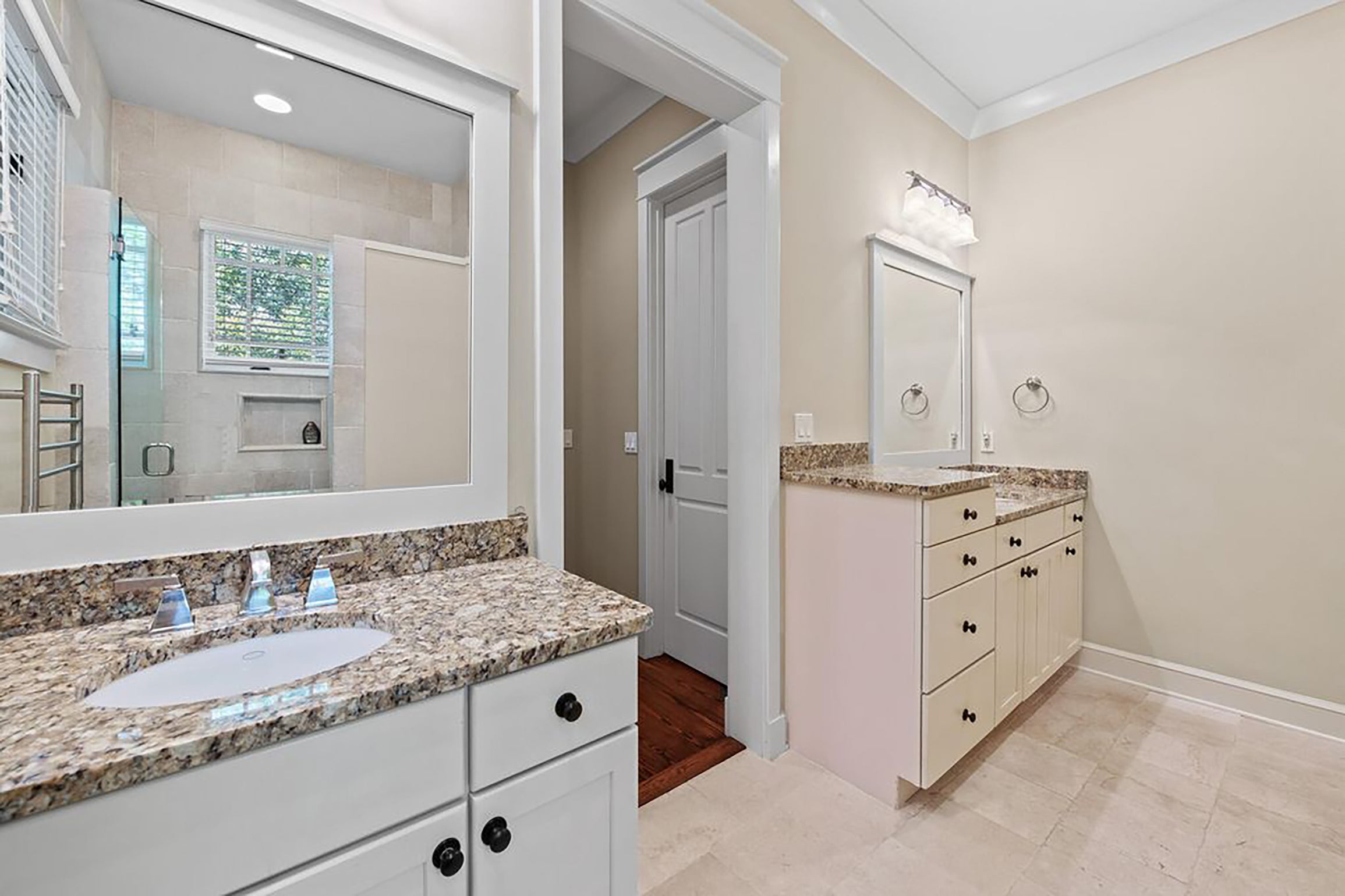 Master bathroom dual vanities