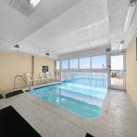 Indoor pool lets you go outside as well!