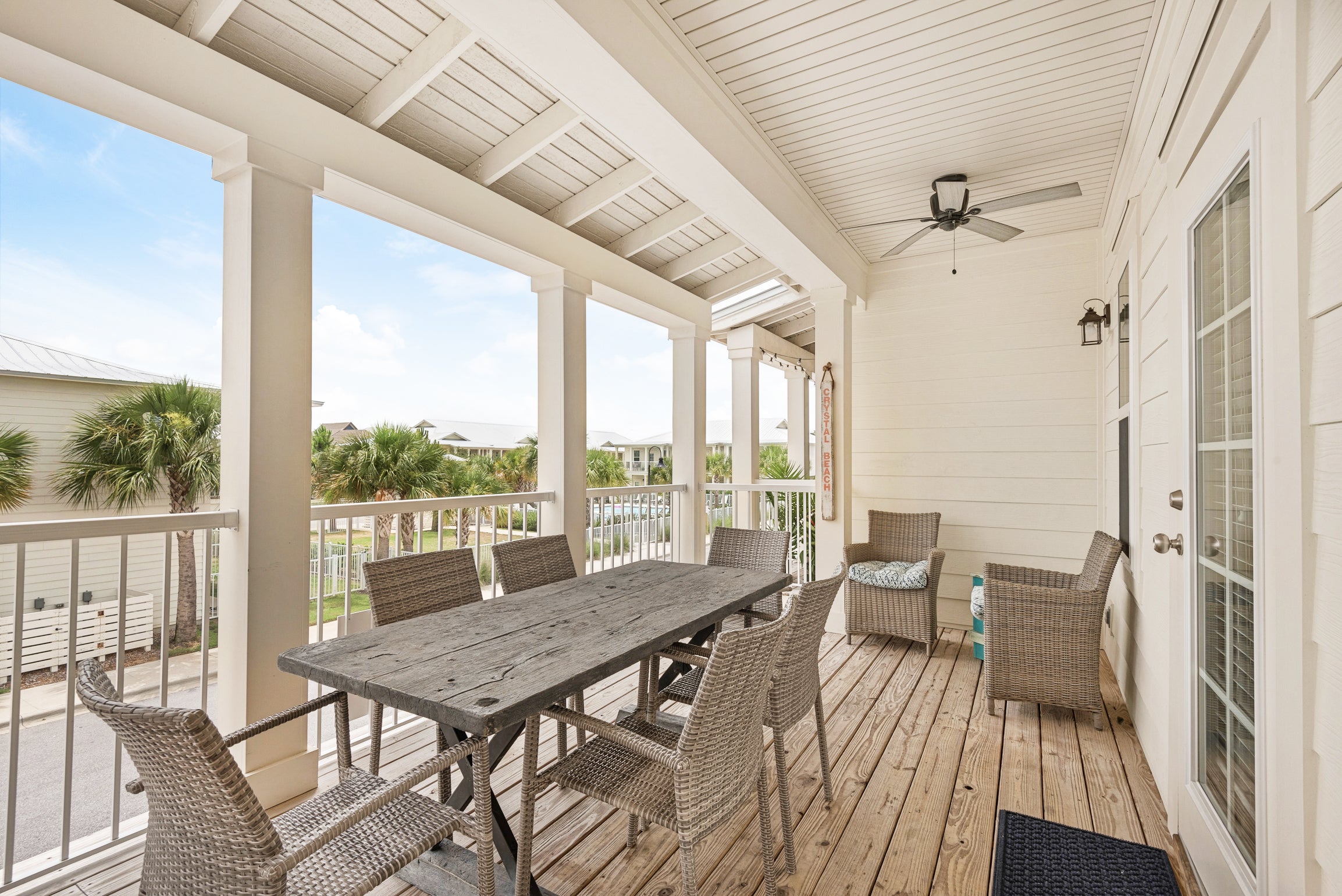 Large balcony with dining table at Reeled-In Retreat
