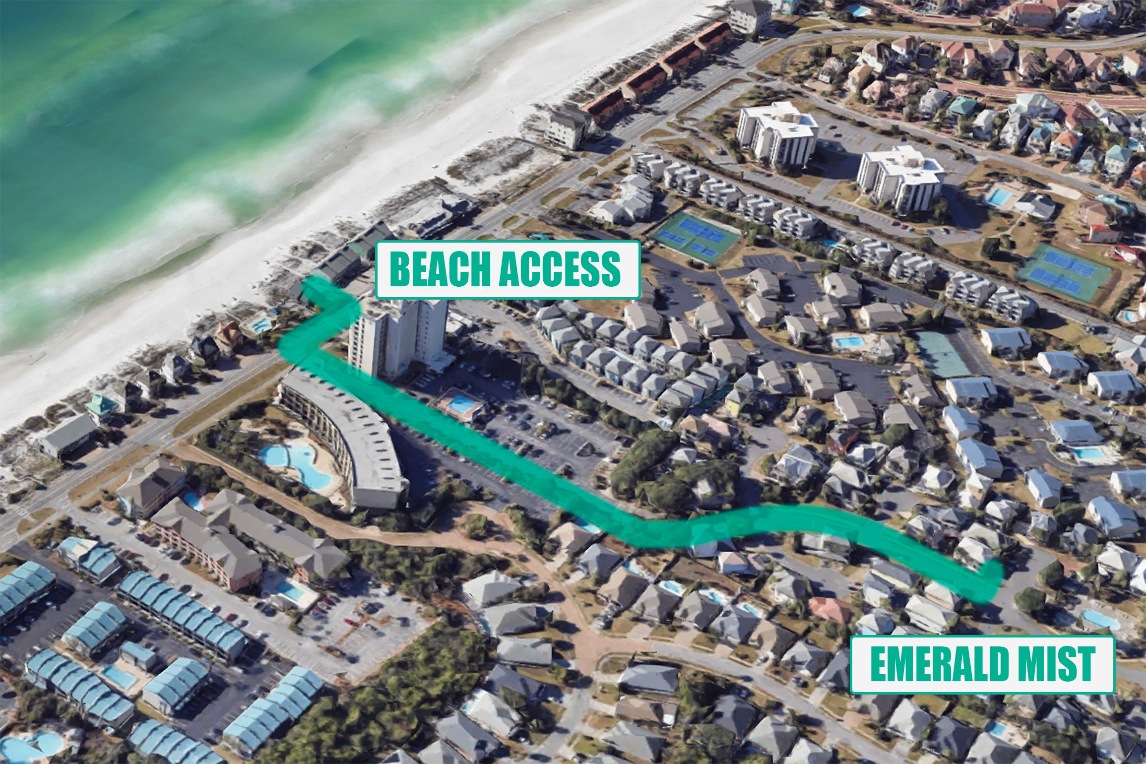 Emerald Mist beach access map