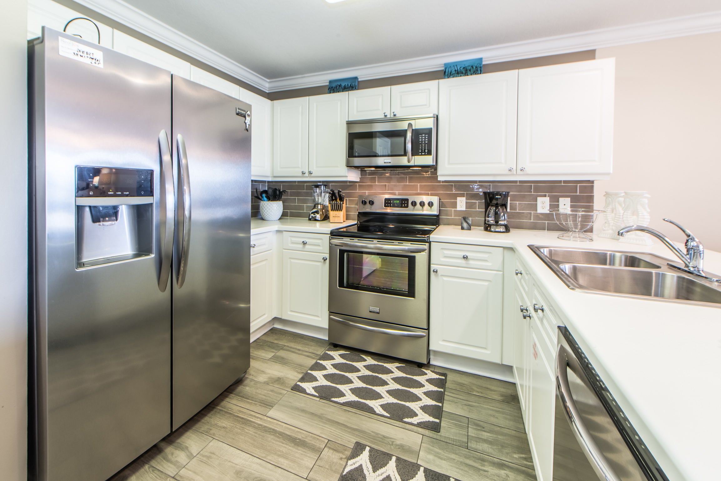 Stainless appliances in kitchen