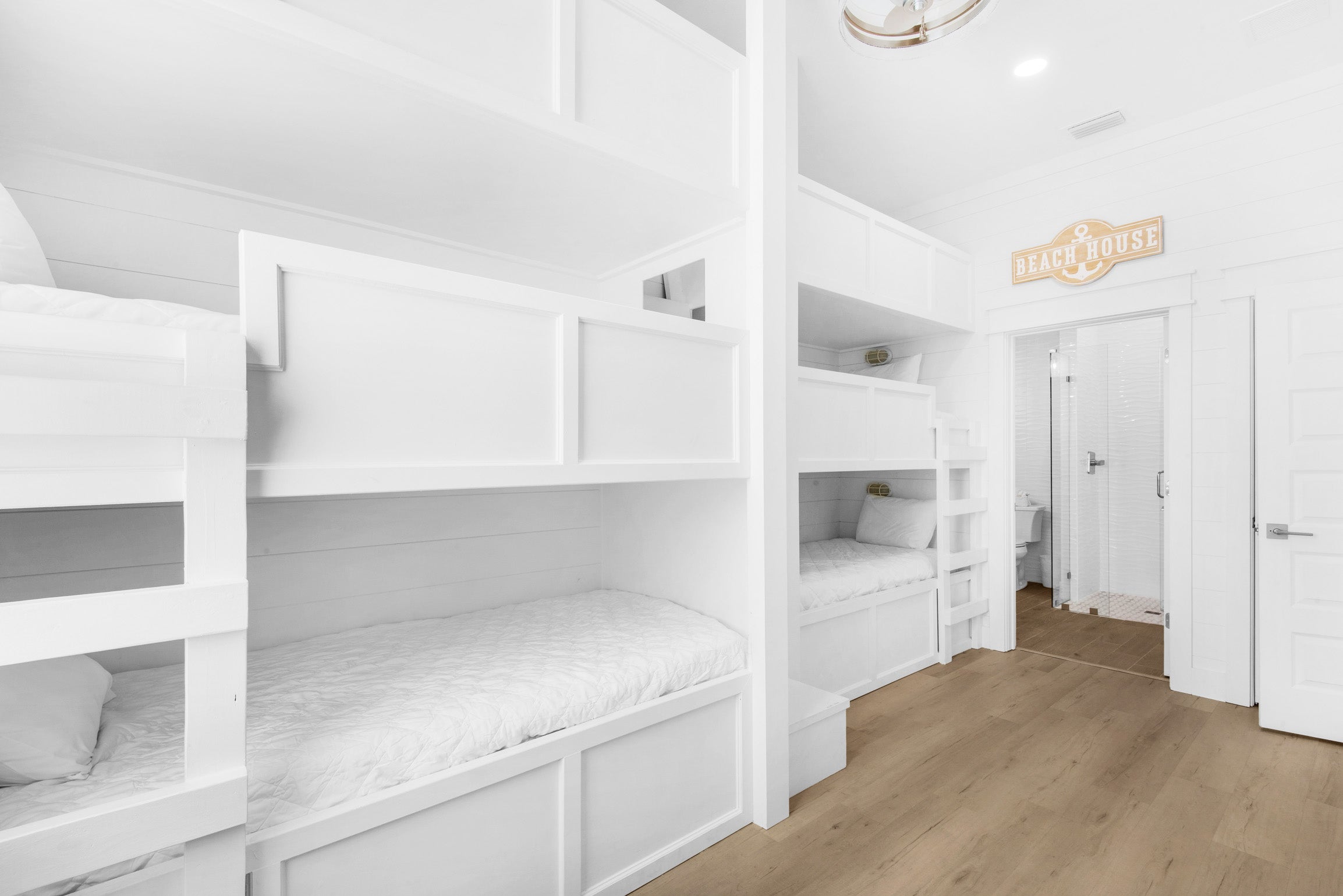 Bunk room with triple bunks