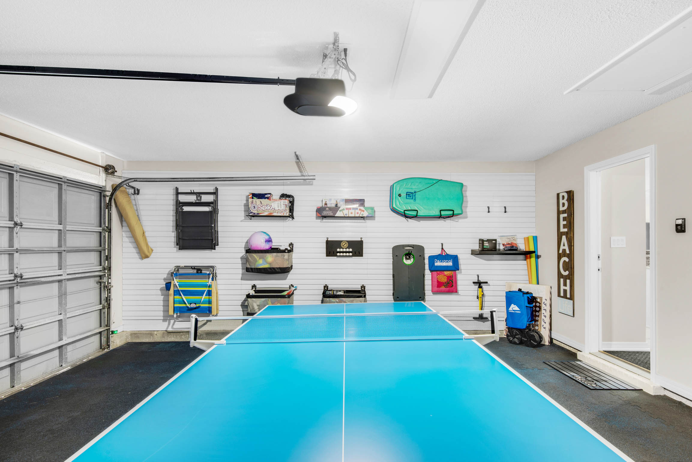 Ping pong table in the garage