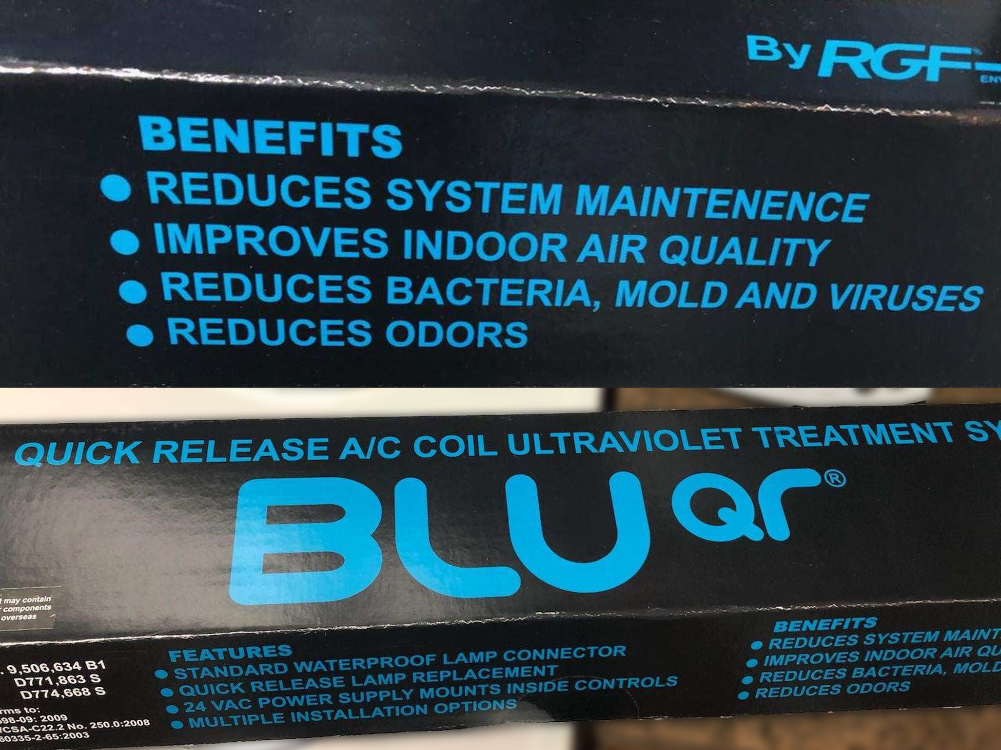 BLU QR UV treatment system installed in the A/C