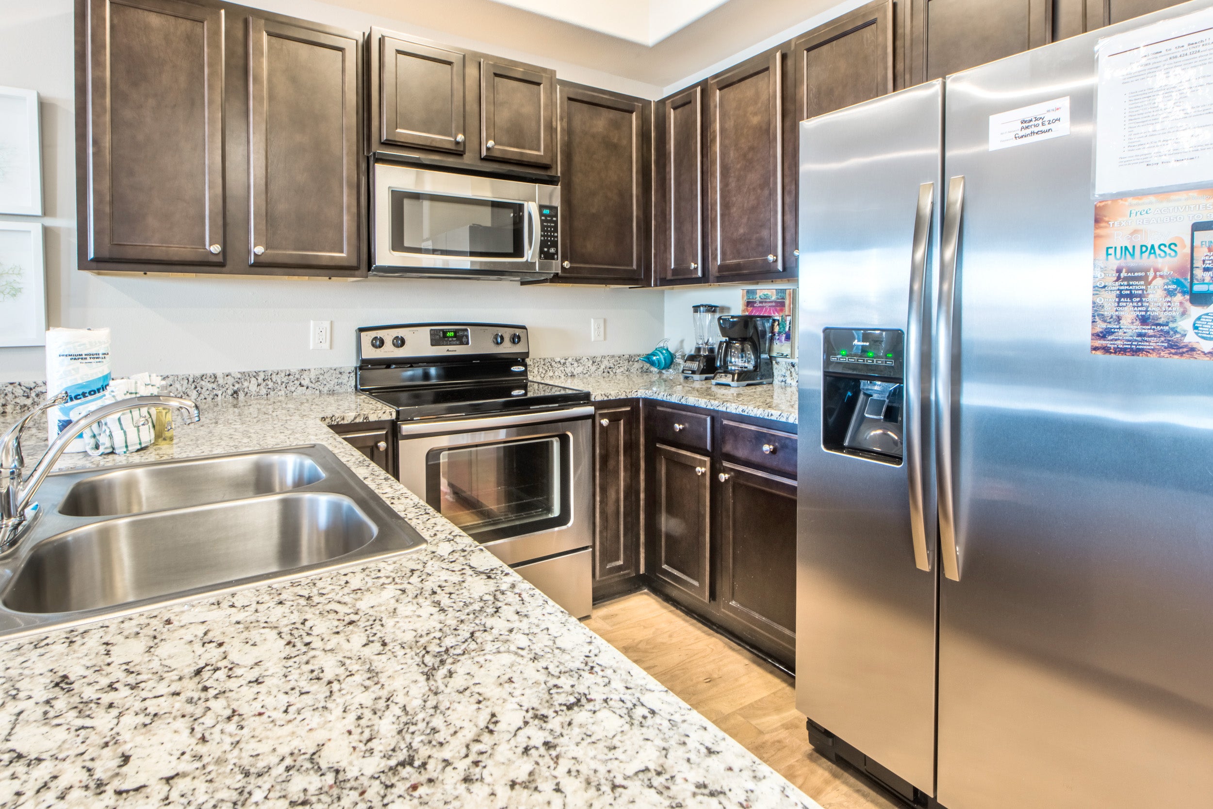 Stainless appliances in gorgeous updated kitchen